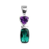 SP-1756-CO1 Sterling Silver Pendant With Amethyst & Green Quartz Jewelry Bali Designs Inc